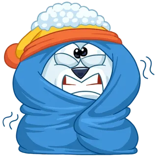 🥶 Dessin animé, Hiver, Froid, En colère, Emmitouflé, Neige, Sticker telegram sticker