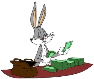 💶 Bugs Bunny dibujo animado, conejo, dinero, efectivo, pila, caricatura, warner bros, adinerado telegram sticker