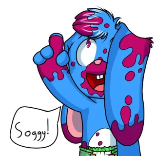 ☝ Soggy! Dessin animé, Lapin, Détrempé, Mignon, Animal, Autocollant telegram sticker