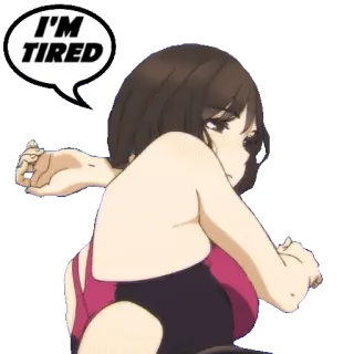 😓 I'M TIRED anime, tired, sleepy, woman, cartoon telegram sticker