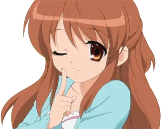😉 动漫女孩, 卡通, 眨眼, 可爱, 插图 telegram sticker