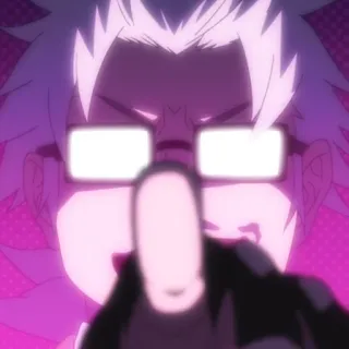 👉 dedo do meio, ofensivo, rude, gesto, estilo anime, óculos, atitude telegram sticker
