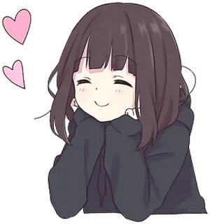 ❤️ Anime Mädchen, süß, kawaii, Herzen, fröhlich, Cartoon telegram sticker