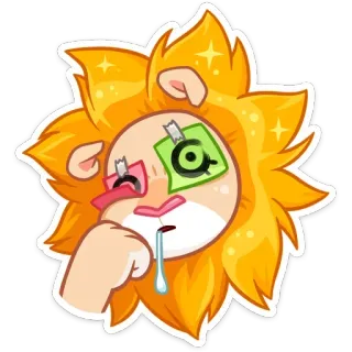🤤 สิงโต, เศร้า, ร้องไห้, การ์ตูน, สติกเกอร์ telegram sticker