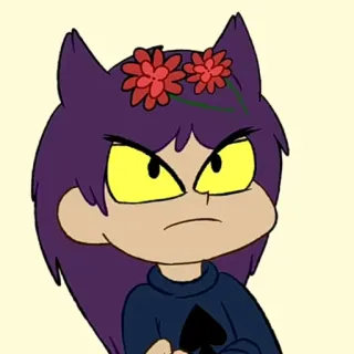 ♠️ Dibujo animado, Enojado, Corona de flores, Lindo, Chica telegram sticker