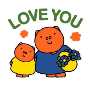 ❤ LOVE YOU cochon, amour, dessin animé, mignon, famille telegram sticker