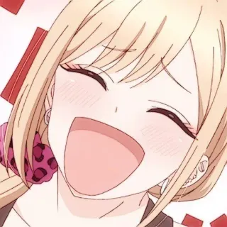 🍰 animé, fille, blonde, mignon, joyeux, souriant telegram sticker