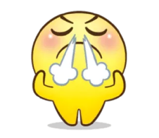 😤 emoji, zły, sfrustrowany, kreskówka, żółty, para, wyraz whatsapp sticker