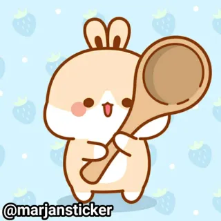 ❤️ @marjansticker зайчик, милый, каваий, наклейка, мультфильм, кролик, ложка telegram sticker