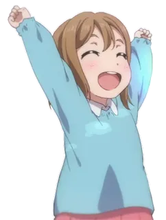 😄 Anime, Ragazza, Felice, Mani alzate, Bambino, Kawaii, Carino whatsapp sticker