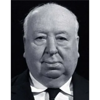 😐 Alfred Hitchcock อัลเฟรด ฮิตช์ค็อก, ผู้กำกับ, ภาพยนตร์, ภาพเหมือน, ขาวดำ whatsapp sticker
