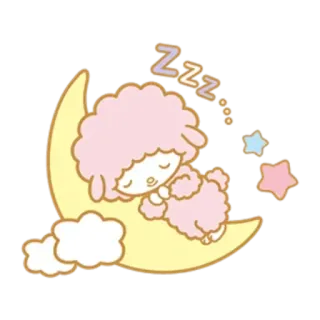 ✳️ ZZZ แกะ, พระจันทร์, นอนหลับ, ดาว, น่ารัก, คาวาอิ telegram sticker
