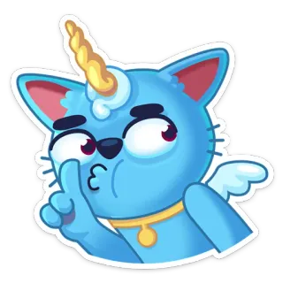 🤫 猫, ユニコーン, 動物, かわいい, キュート, ファンタジー telegram sticker