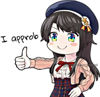 😁 I approb Animé, Chibi, Pouce levé, Approbation, Mignon, Sticker telegram sticker