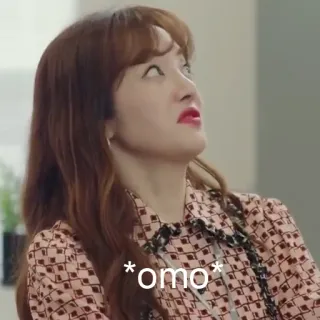 😳 *omo* omo, coréen, choqué, expression, femme, drôle, mème telegram sticker