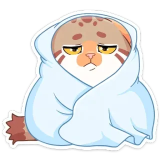 ☹️ cat, cute, blanket, sad, cartoon, sticker telegram sticker