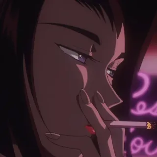 ❤️ merokok, rokok, wanita, anime, kartun telegram sticker