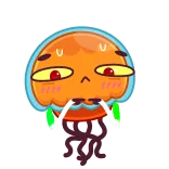 😔 ubur-ubur, lucu, kartun, makhluk laut, lautan telegram sticker