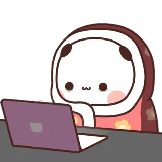 🍼 Komputer, Laptop, Kreskówka, Słodki, Niedźwiedź, Panda telegram sticker