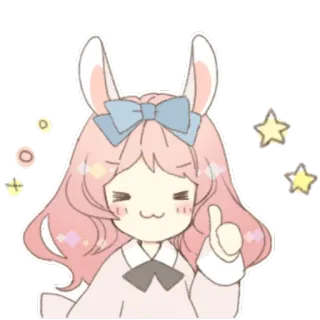 👍 милый, зайчик, девочка, чиби, каваий, аниме, манга, звезды telegram sticker