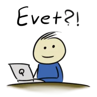 📚 Evet?! Dessin animé, Bonhomme allumette, Question, Ordinateur portable, Dessin telegram sticker