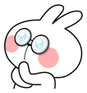 🤔 kelinci, kelinci, kacamata, imut, berpikir, kartun telegram sticker