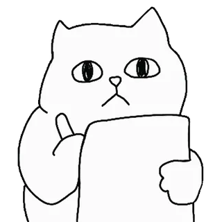 💬 kat, denken, tekening, sticker, dier, witte kat telegram sticker