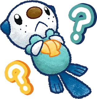 😕 Oshawott Oshawott, Pokemon, question mark, cute, sticker telegram sticker