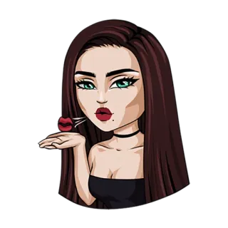 💋 wanita, gadis, ciuman, kartun, kecantikan telegram sticker