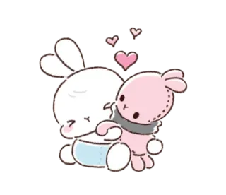 🐰 süß, Hase, Bär, Umarmung, Liebe, kawaii, entzückend telegram sticker