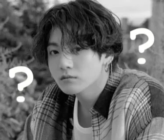 😐 ponto de interrogação, pessoa, retrato, preto e branco, kpop, idol, celebridade whatsapp sticker
