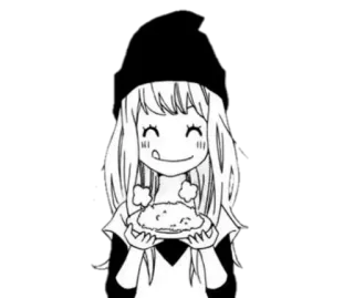 😋 Fille anime, Manger, Joyeux/Heureux, Nourriture, Mignon/Kawaii, Manga telegram sticker