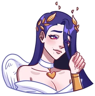 🥹 woman, angel, heart, golden, purple, necklace, wings telegram sticker