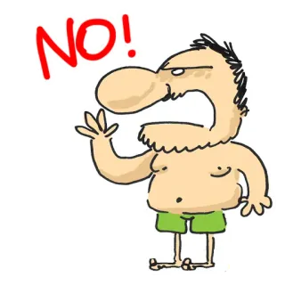 👐 NO! kreskówka, odrzucenie, zły, negatywny, mężczyzna telegram sticker