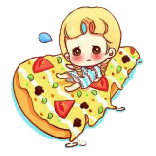 😋 Мультфильм, Милый, Пицца, Чиби, Еда, Девочка telegram sticker