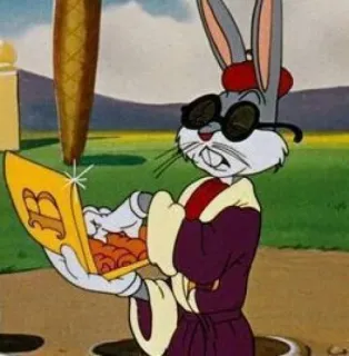 💜 Bugs Bunny 만화, 토끼, 안경, 웃긴, 책, 벅스 버니 telegram sticker