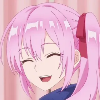 🐻 Anime, Mädchen, pinke Haare, Lächeln telegram sticker