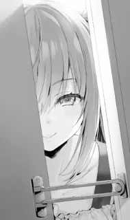 🤔 Anime, Puerta, Chica, Asomando, Ilustración telegram sticker