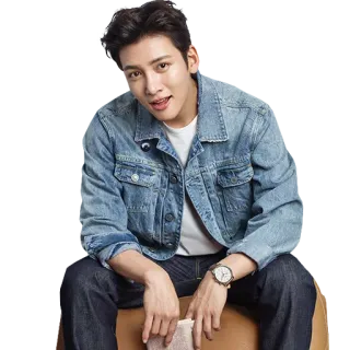 😄 homme, acteur, veste en jean, jean, coréen, masculin, beau whatsapp sticker