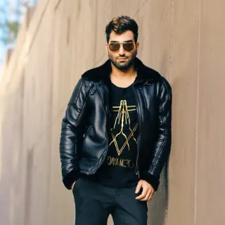 🌀 DANCE ON man, sunglasses, leather jacket, casual, pose telegram sticker