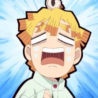 💛 Zenitsu Agatsuma Demon Slayer anime, character, expression, crying, fear, scared whatsapp sticker