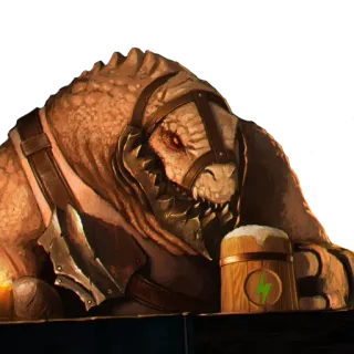 🍺 lizard, monster, fantasy, creature, bar, beer, mug, table telegram sticker