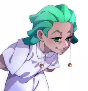 🌿 Anime, Cartoon, Grüne Haare, Porträt, Charakter telegram sticker