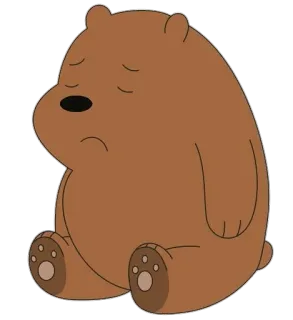 🤕 Grizz We Bare Bears bear, sad, cartoon, grizzly bear, grizz telegram sticker