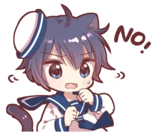⛸ No! อนิเมะ, แมว, ไม่, น่ารัก, จิบิ telegram sticker