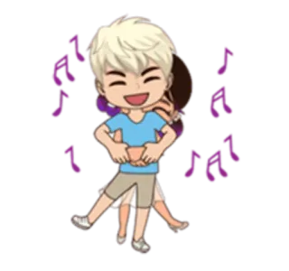 🤩 커플, 춤, 만화, 명랑한, 포옹 telegram sticker