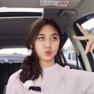 💗 adolescente, garota, sinal de paz, selfie, retrato whatsapp sticker