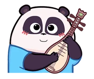 🪕 Panda, Animal, Mono, Dibujo animado, Música, Instrumento whatsapp sticker