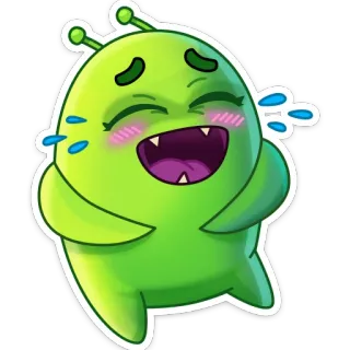 😂 pegatina, alien, dibujos animados, feliz, riendo, lindo, monstruo telegram sticker