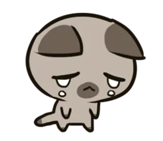 😞 เศร้า, ร้องไห้, น้ำตา, การ์ตูน, สัตว์, ลูกหมา whatsapp sticker